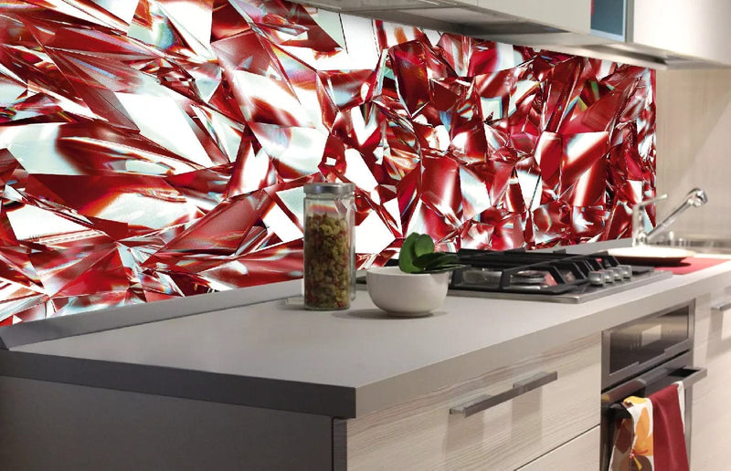 Fototapetes virtuvei ar lamināciju, pašlīmējošas plēve un flizelīns - Sarkans kristāls  (180x60 cm) Art4home