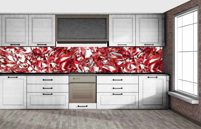 Fototapetes virtuvei ar lamināciju, pašlīmējošas plēve un flizelīns - Sarkans kristāls (350x60 cm) Art4home