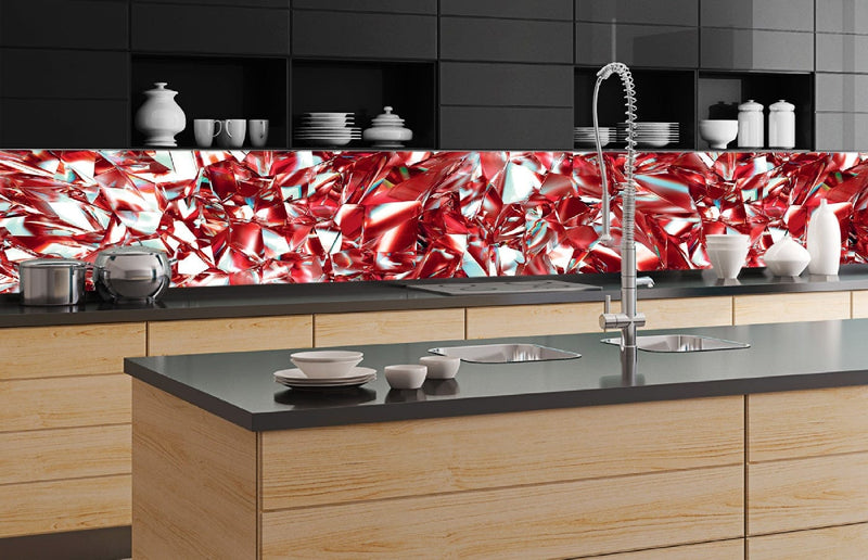 Fototapetes virtuvei ar lamināciju, pašlīmējošas plēve un flizelīns - Sarkans kristāls (350x60 cm) Art4home