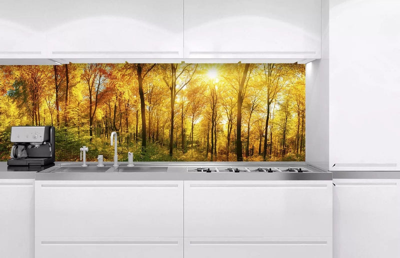 Fototapetes virtuvei ar lamināciju, pašlīmējošas plēve un flizelīns - Saulains mežs II (180x60 cm) Art4home