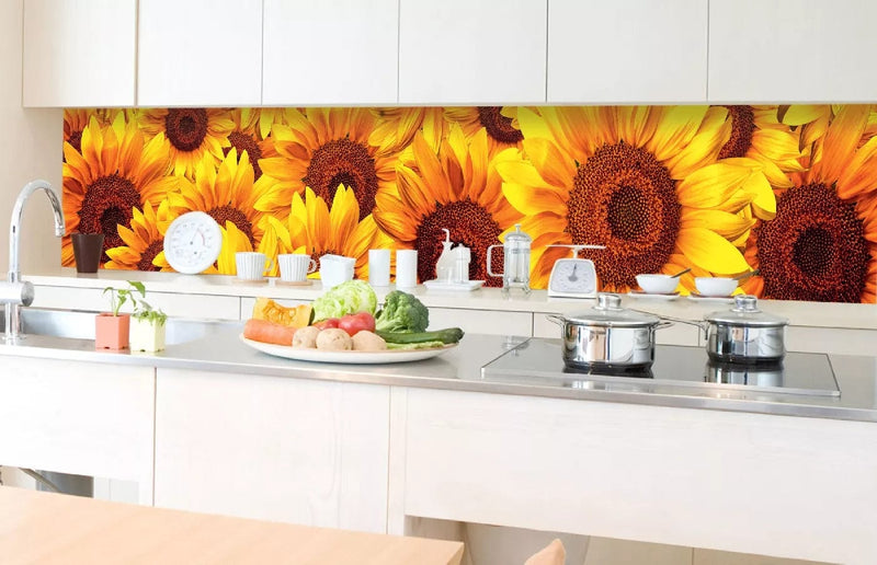 Fototapetes virtuvei ar lamināciju, pašlīmējošas plēve un flizelīns - Saulgrieze(350x60 cm) Art4home