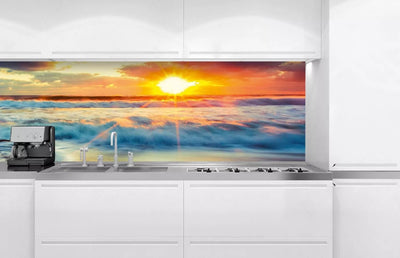 Fototapetes virtuvei ar lamināciju, pašlīmējošas plēve un flizelīns - Saulriets jūrā (180x60 cm) Art4home