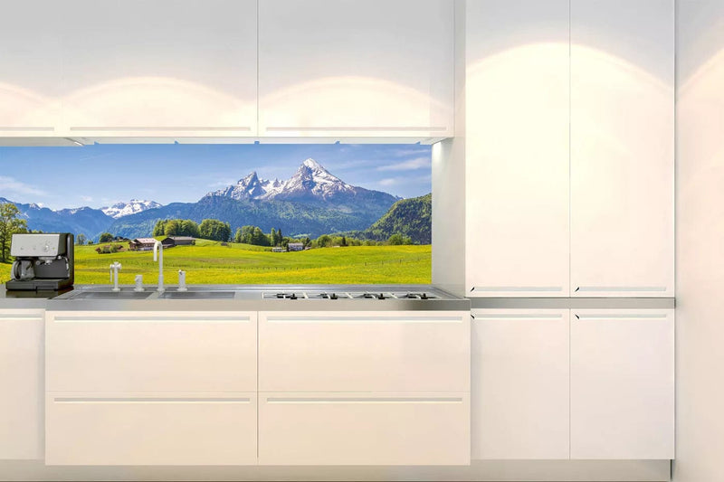 Fototapetes virtuvei ar lamināciju, pašlīmējošas plēve un flizelīns - Skats uz Alpēm (180x60 cm) Art4home