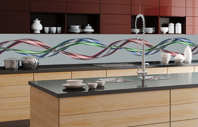 Fototapetes virtuvei ar lamināciju, pašlīmējošas plēve un flizelīns - Spīdīgs vilnis (350x60 cm) Art4home