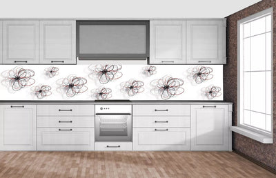 Fototapetes virtuvei ar lamināciju, pašlīmējošas plēve un flizelīns - Stilizēti ziedi (350x60 cm) Art4home