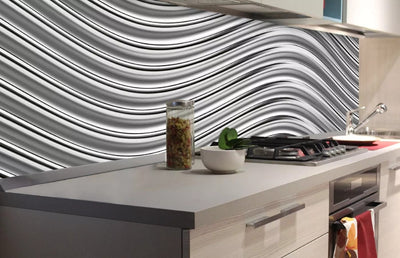 Fototapetes virtuvei ar lamināciju, pašlīmējošas plēve un flizelīns - Sudraba pulsācija  (180x60 cm) Art4home