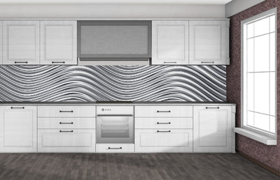 Fototapetes virtuvei ar lamināciju, pašlīmējošas plēve un flizelīns - Sudraba pulsācija (350x60 cm) Art4home