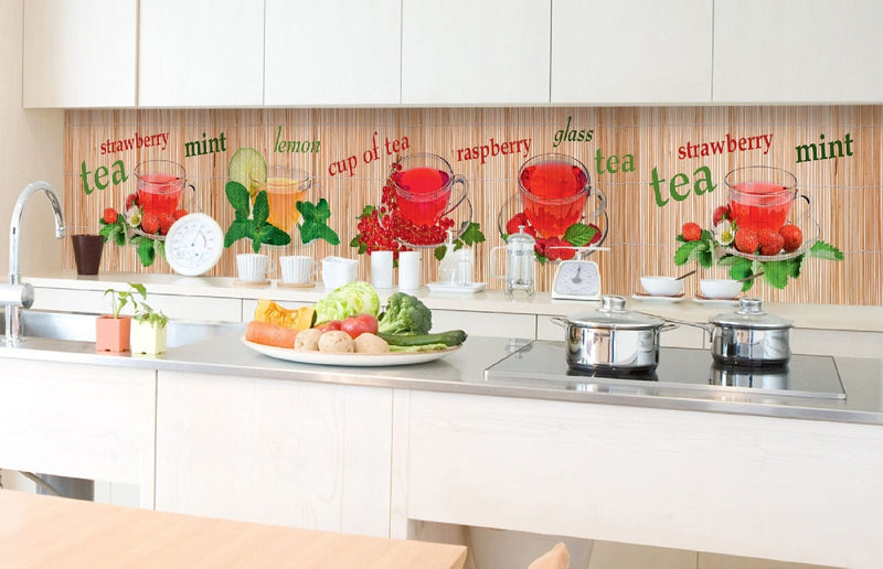 Fototapetes virtuvei ar lamināciju, pašlīmējošas plēve un flizelīns - Tēja (350x60 cm) Art4home