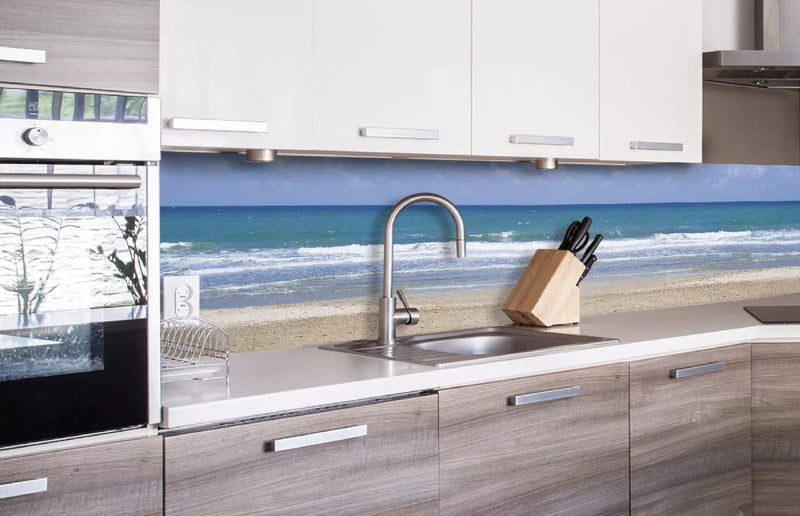 Fototapetes virtuvei ar lamināciju, pašlīmējošas plēve un flizelīns - Tukša pludmale  (260x60 cm) Art4home