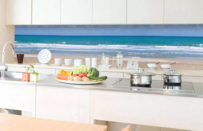 Fototapetes virtuvei ar lamināciju, pašlīmējošas plēve un flizelīns - Tukša pludmale (350x60 cm) Art4home