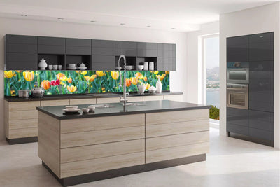 Fototapetes virtuvei ar lamināciju, pašlīmējošas plēve un flizelīns - Tulpes (350x60 cm) Art4home