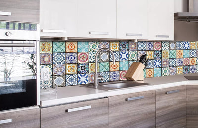 Fototapetes virtuvei ar lamināciju, pašlīmējošas plēve un flizelīns - Vintāžas flīzes  (260x60 cm) Art4home