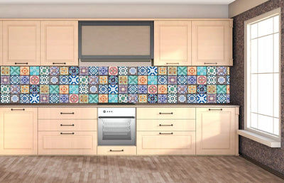 Fototapetes virtuvei ar lamināciju, pašlīmējošas plēve un flizelīns - Vintāžas flīzes (350x60 cm) Art4home