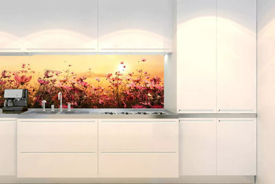 Fototapetes virtuvei ar lamināciju, pašlīmējošas plēve un flizelīns - Ziedu lauks (180x60 cm) Art4home