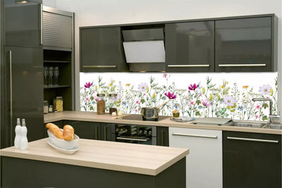 Fototapetes virtuvei ar lamināciju, pašlīmējošas plēve un flizelīns - Ziedu motīvs (260x60 cm) Art4home