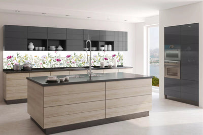 Fototapetes virtuvei ar lamināciju, pašlīmējošas plēve un flizelīns - Ziedu motīvs (350x60 cm) Art4home