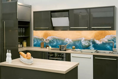 Fototapetes virtuvei ar lamināciju, pašlīmējošas plēve un flizelīns - Zilais okeāns (260x60 cm) Art4home