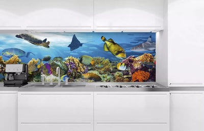 Fototapetes virtuvei ar lamināciju, pašlīmējošas plēve un flizelīns - Zivis  (180x60 cm) Art4home