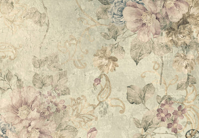 Fototapetes ar ziedu motīviem retro stilā, bēšā krāsā 142706 G-ART