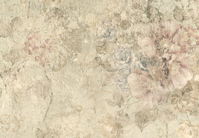 Fototapetes ar ziedu motīviem retro stilā, bēšā krāsā 142706 G-ART