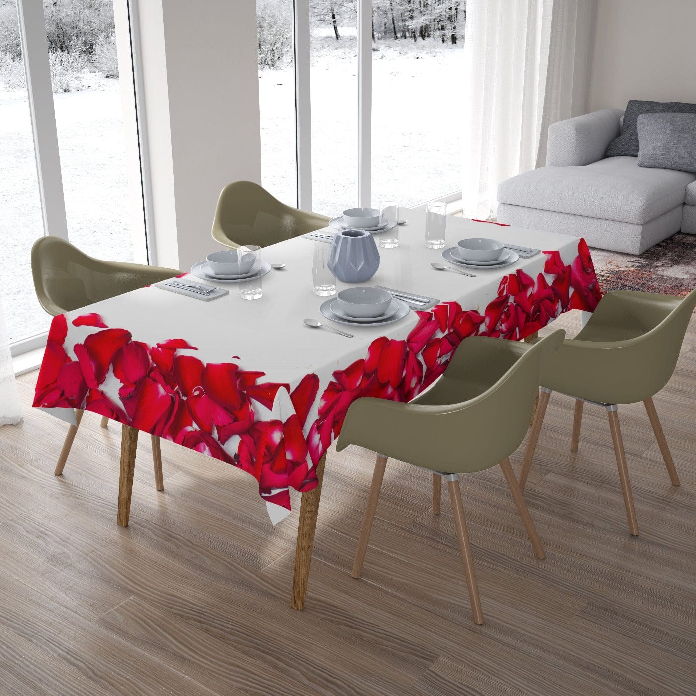 Galdauts ar sarkanām rožu ziedlapiņām - dažādi izmēri Home Trends