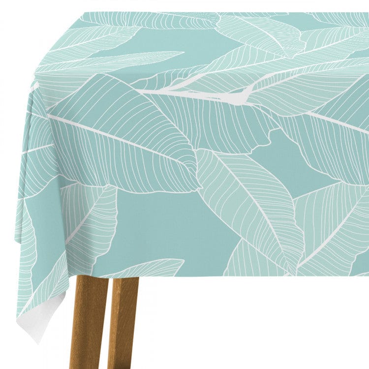 Galdauts ar fikusa baltām lapām uz tirkīza fona, 147230 G-ART