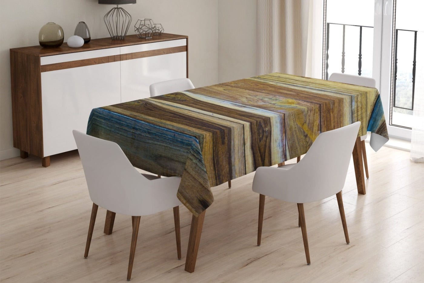 Daudzkrāsains galdauts ar koka tekstūru - Krāsains koks Home Trends