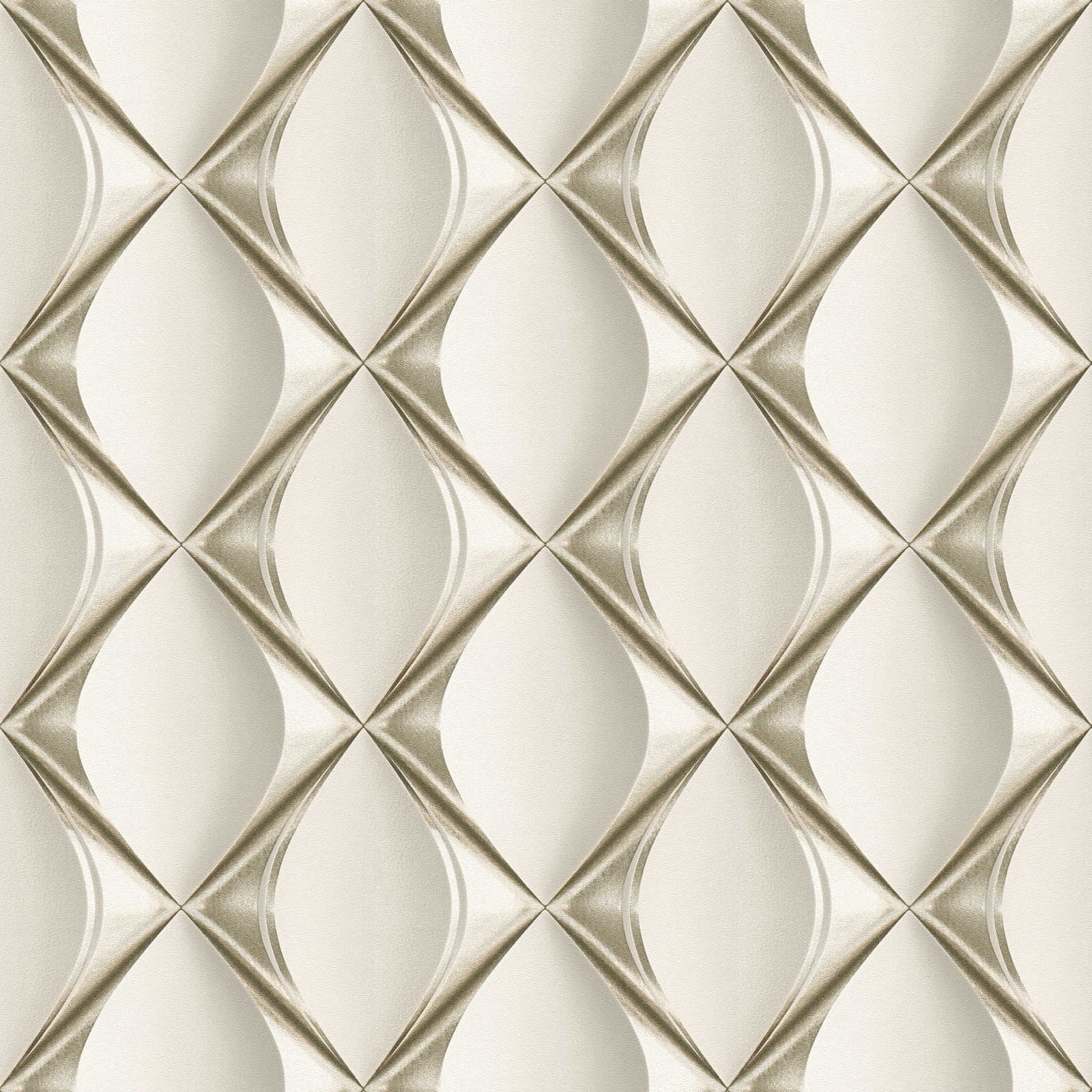 Grafiskas tapetes ar 3D rakstu krēmkrāsā, sudraba,  1363540 AS Creation