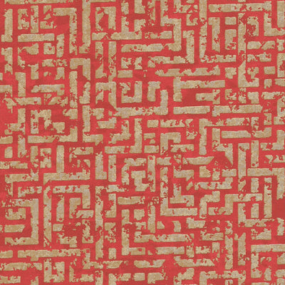 Grafiskas tapetes ar strukturētu virsmu sarkanā un zeltā krāsā, 1363612 AS Creation