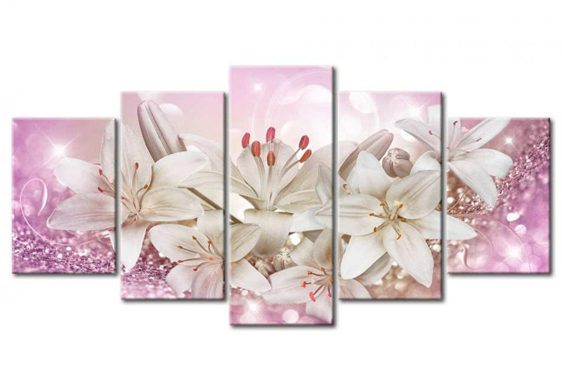 Glezna ar baltam lilijām uz rozā kristāliem - Rozā aizraušanās (5 daļas)