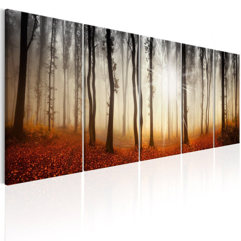 Kanva ar rudens ainavu - Rīta migla (5 daļas, horizontāla) G-ART.