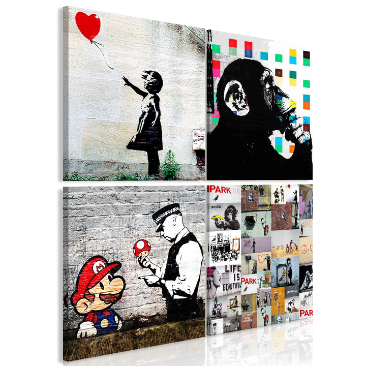 Glezna - Banksy kolāža (x 4) G-ART.