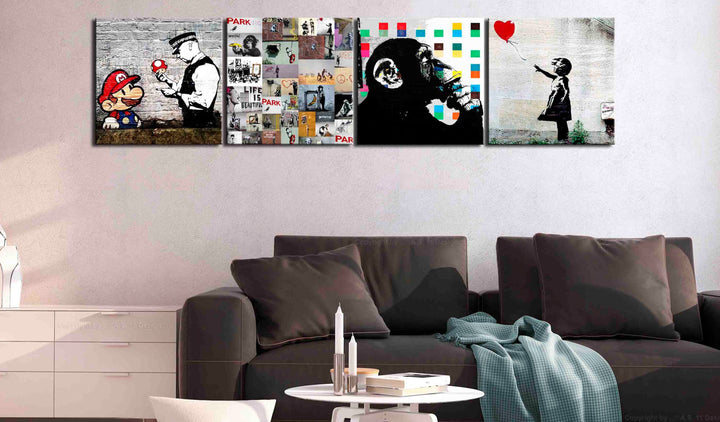 Glezna - Banksy kolāža (x 4) G-ART.