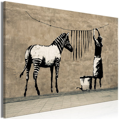 Kanva Banksy: Zebras mazgāšana uz betona (1 daļa) Plata G-ART.
