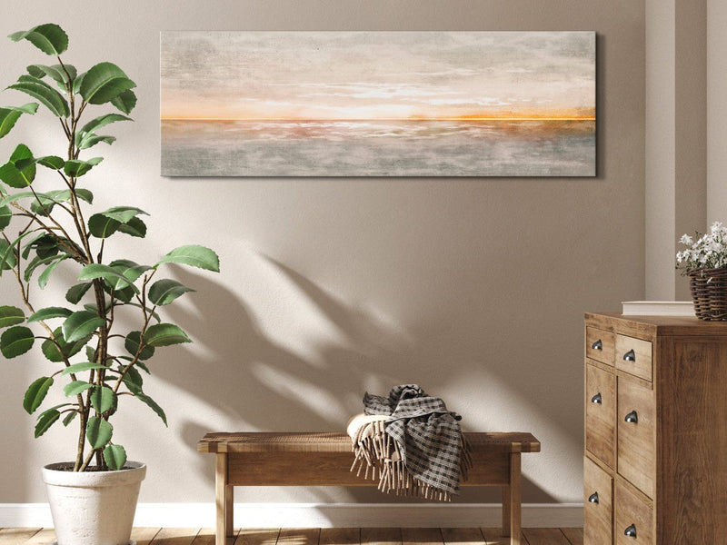 Kanva Jūras ainava - minimālistisks saulriets ar nobružātu tekstūru, 143783 G-ART.