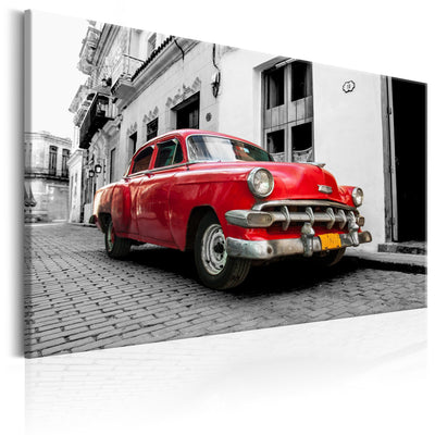 Kanva Kubas klasiskais automobilis (sarkans) G-ART.