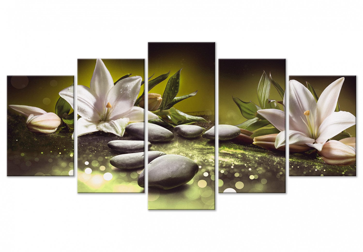 Glezna - - Lilijas un akmeņi , (x 5), Zaļa, 108259 G-ART