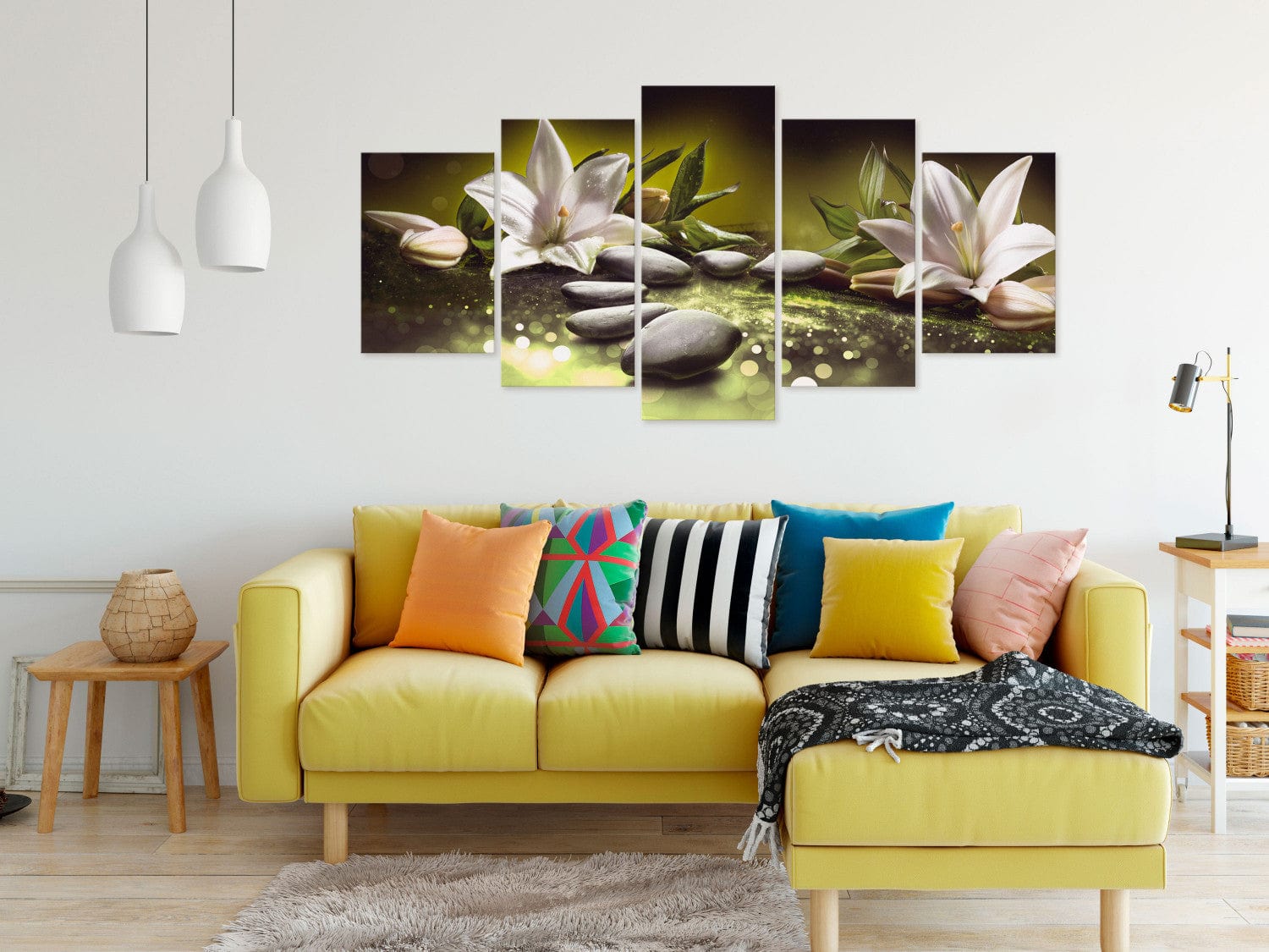 Glezna - - Lilijas un akmeņi , (x 5), Zaļa, 108259 G-ART