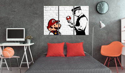Kanva Mario Bros - Banksy (3 daļas, horizontāla) G-ART.