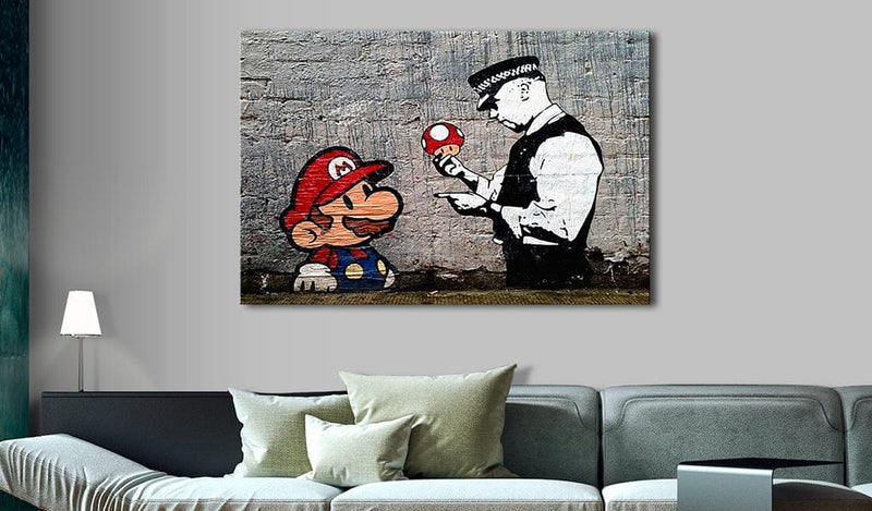 Kanva Mario un policists - Banksy (1 daļa, vertikāla) G-ART.