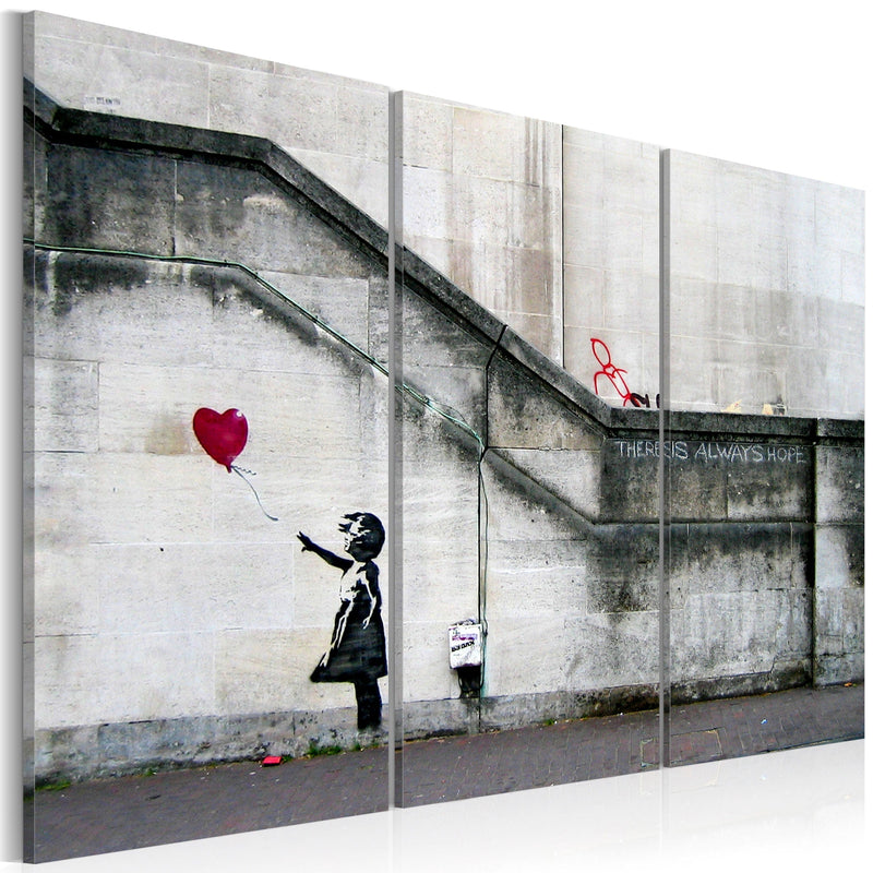 Kanva Meitene ar balonu - Banksy (3 daļas, horizontāla) G-ART.