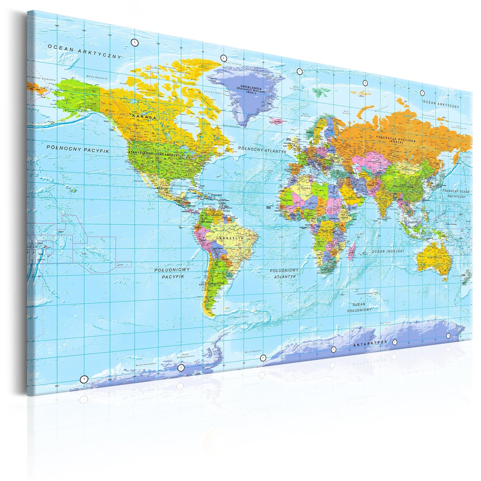 Glezna - Pasaules karte: Orbis Terrarum (teksts poļu valodā) G-ART.