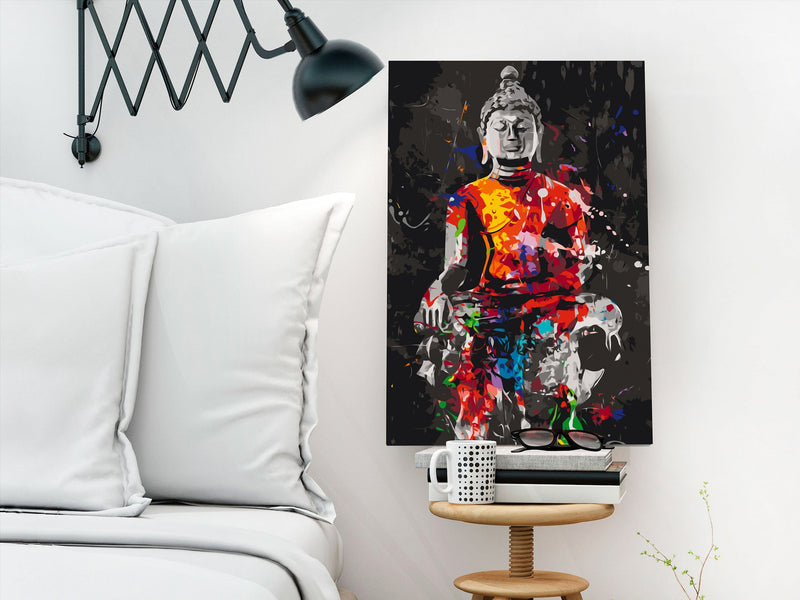 Kanva uz audekla "izkrāso pēc cipariem" - Buddha in Colours 40x60 cm Artgeist