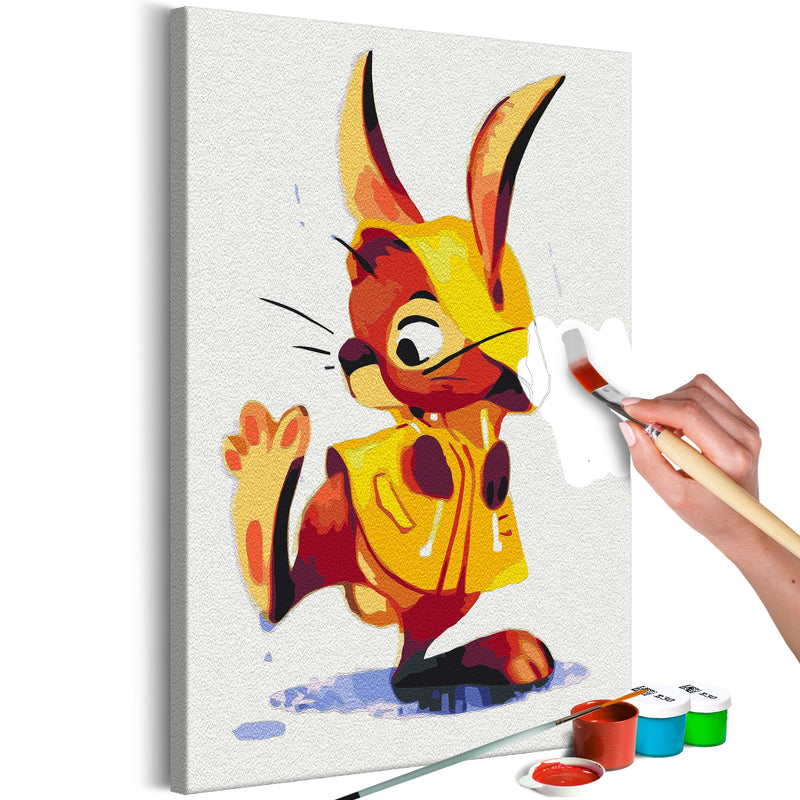 Kanva uz audekla "izkrāso pēc cipariem" - Bunny in the Rain 40x60 cm Artgeist