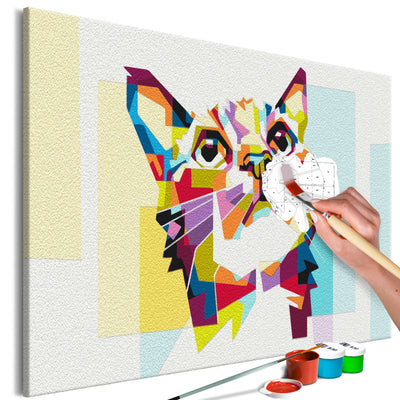 Kanva uz audekla "izkrāso pēc cipariem" - Cat and Figures 60x40 cm Artgeist