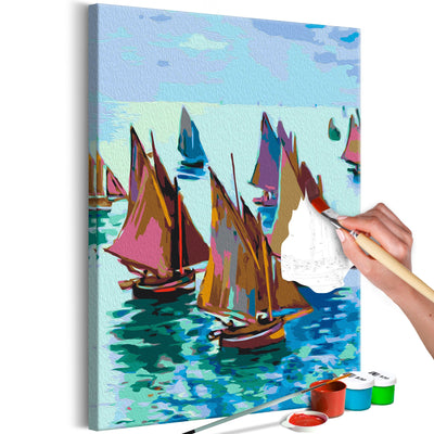 Kanva uz audekla "izkrāso pēc cipariem" - Claude Monet: Fishing Boats 40x60 cm Artgeist