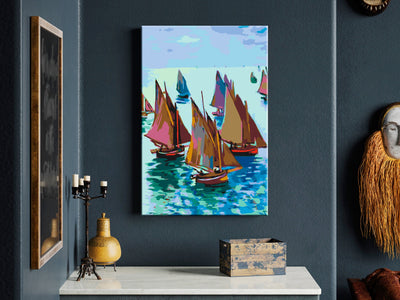 Kanva uz audekla "izkrāso pēc cipariem" - Claude Monet: Fishing Boats 40x60 cm Artgeist