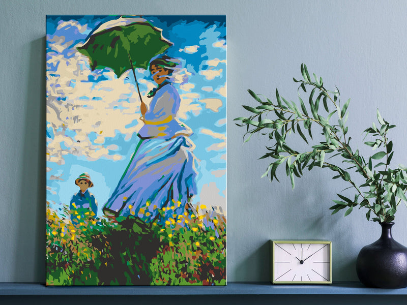 Kanva uz audekla "izkrāso pēc cipariem" - Claude Monet: Woman with a Parasol 40x60 cm Artgeist