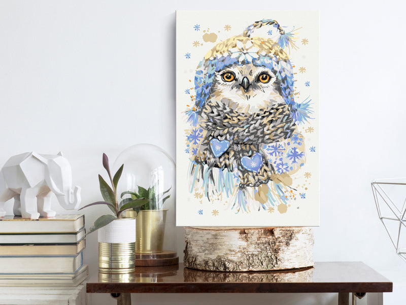 Kanva uz audekla "izkrāso pēc cipariem" - Cold Owl 40x60 cm Artgeist