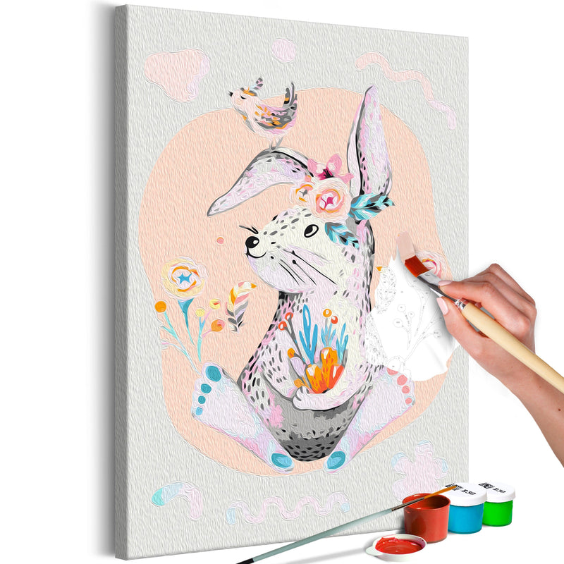 Kanva uz audekla "izkrāso pēc cipariem" - Colourful Rabbit 40x60 cm Artgeist